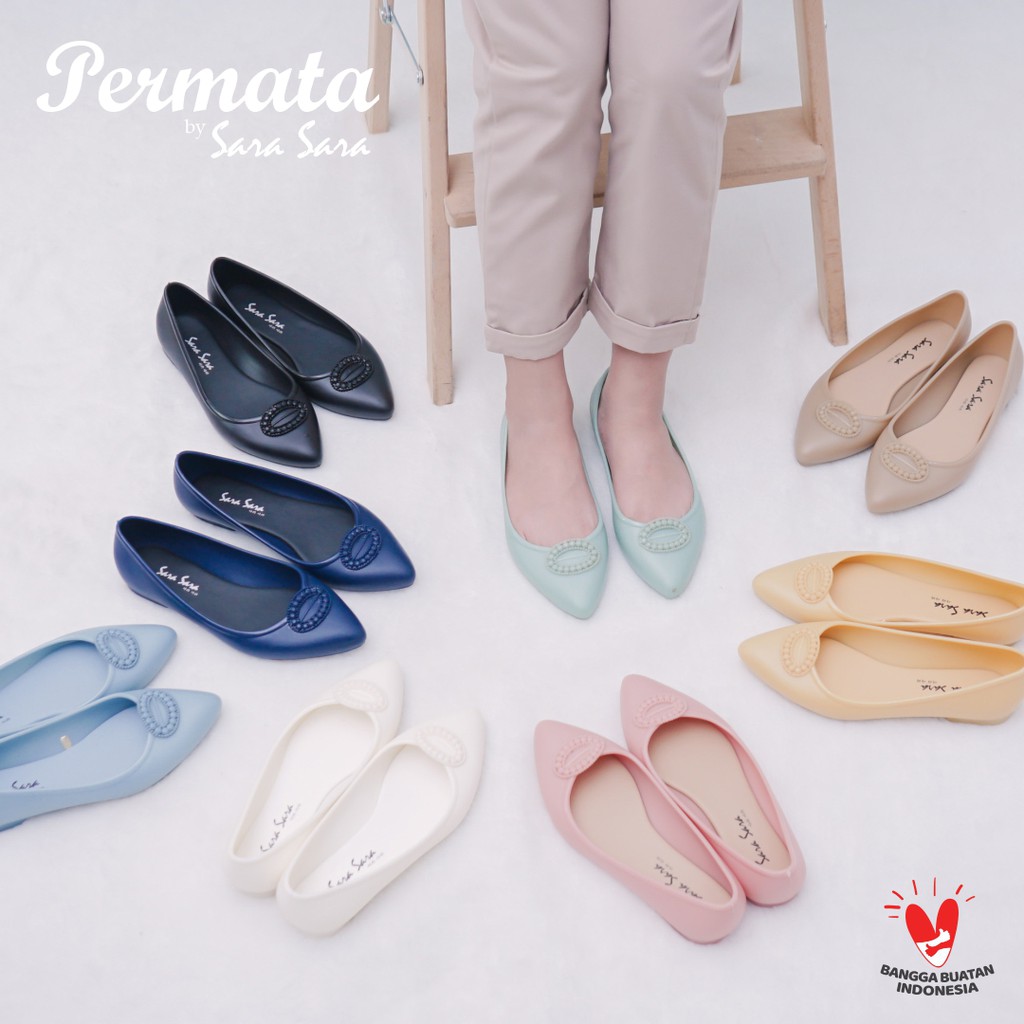 Sara Sara Permata flat shoes jelly sepatu jelly wanita trendy sepatu kerja