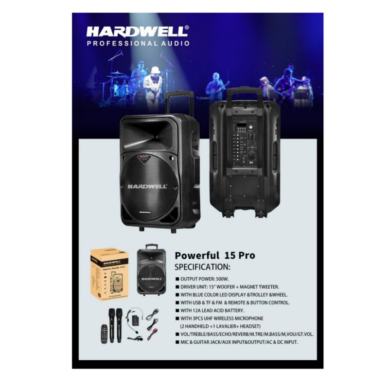 SPEAKER PORTABLE MEETING 15INCH HARDWELL POWERFUL 15PRO ORIGINAL