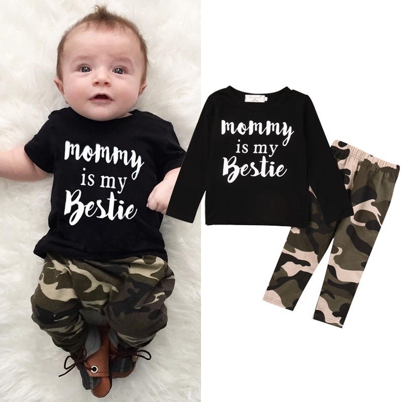 Newborn Baby Boy Girl Daddy’s Baby Boy Girl Camouflage Short Sleeve T