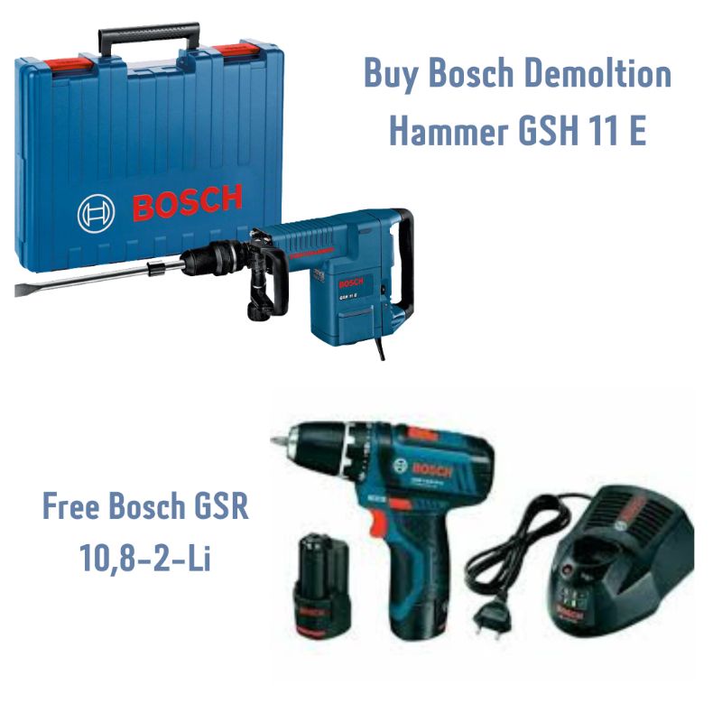Bosch Demolition Hammer GSH 11 E Free Bosch GSR 10,8