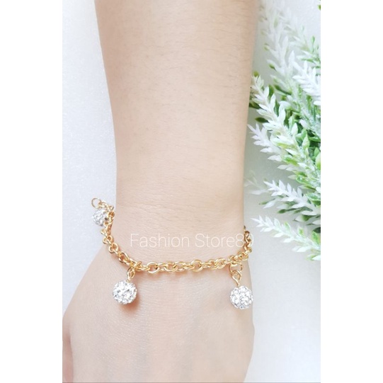 Gelang Titanium import Fashion BolaKristal BolaBalok LoveBalok Titanium emas Antikarat bestquality