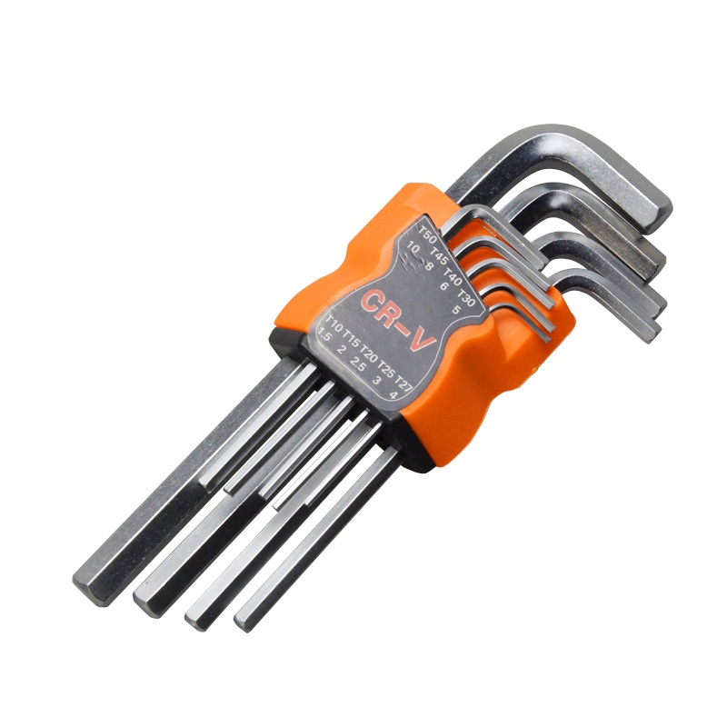 (COD) L Key Set 9pcs Double-End Hex Set Key Kunci DURABLE CRV set L-shaped Type Allen Key Set End Wrench Tool Point EXTRA LONG Allen Long Wrench Tools Hexagon Flat End Kit Spanner Wrenches 3 Sizes Torx Wrench Loading and unloading multipurpose