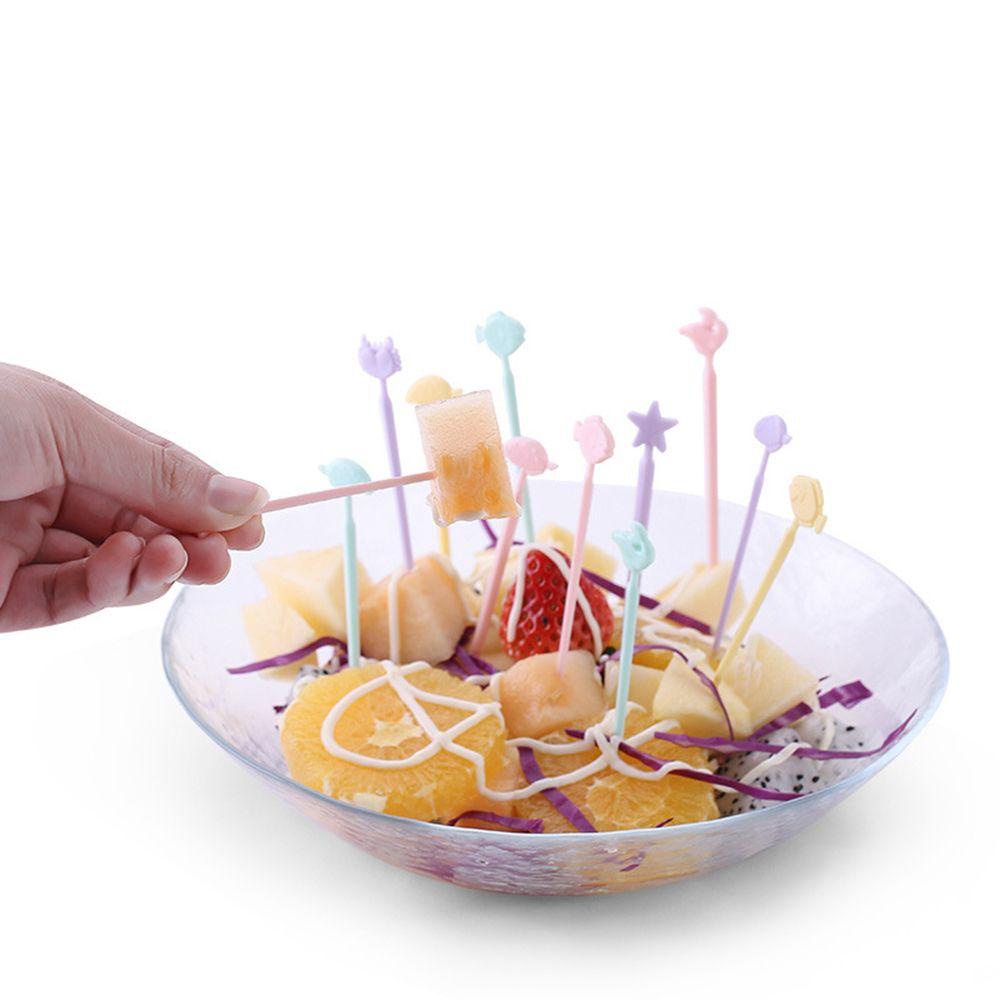 Solighter 20/36pcs Garpu Reusable Kartun Peralatan Makan Buah Kue Dessert Stick