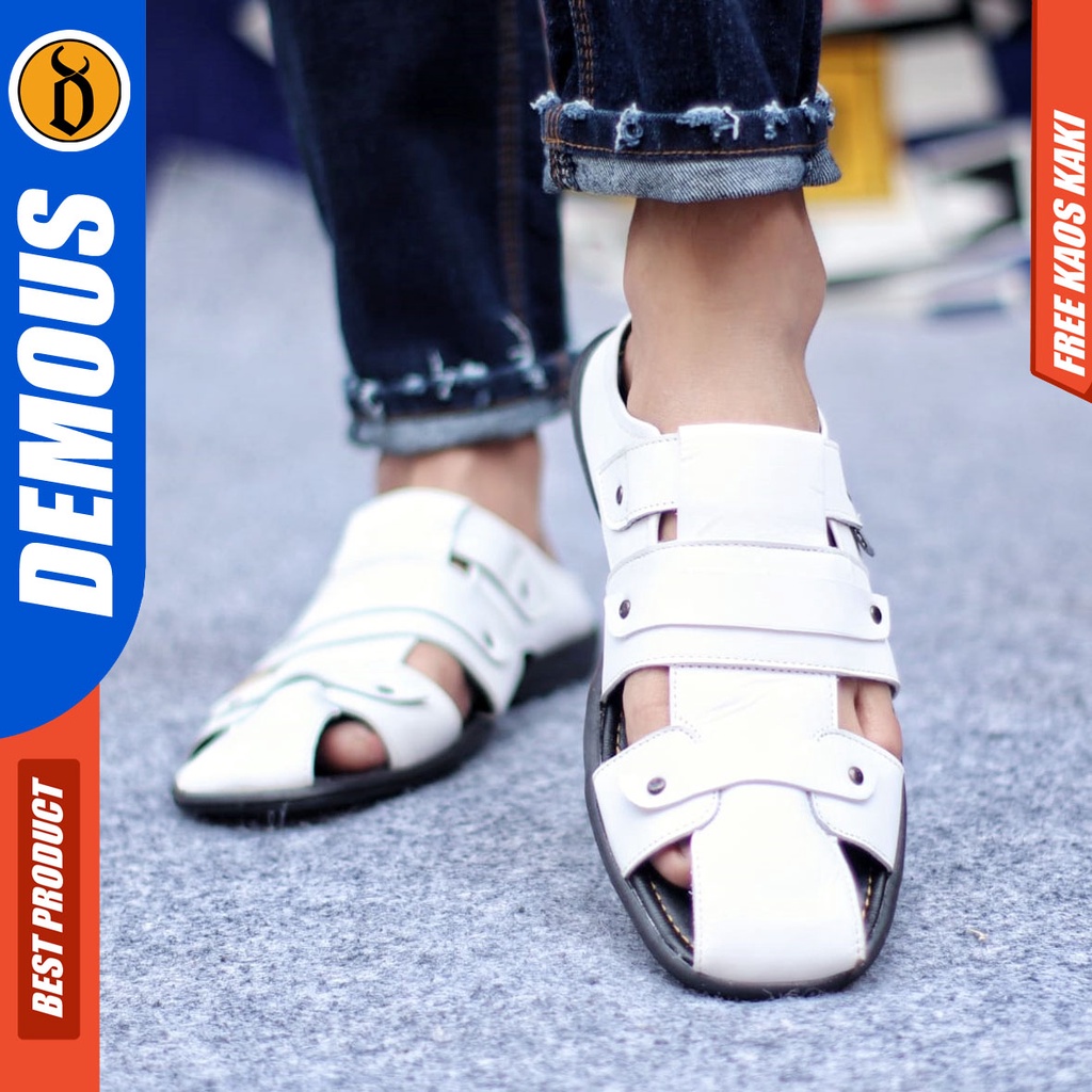 DEMOUS TUTONG Sepatu Sandal Kulit Asli Bustong Slop Pria