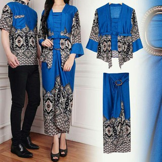 Batik Couple  Baju  Kondangan Maulana Warna Blue Allsize 