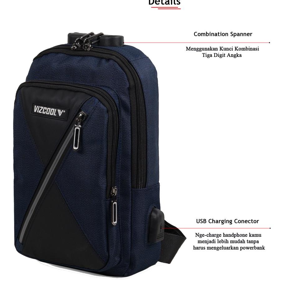 VIZCOOL - Tas Slingbag Pria Razor/Tas Selempang Pria/Tas Bahu Pria/Tas Fashion Pria Import Terbaru C