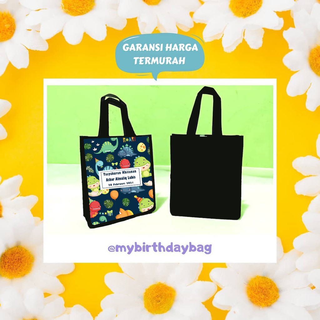 TAS ULTAH PROMO DISKON SOUVENIR MURAH DINOSAURUS GOODIE BAG TOTE BAG DISKON PROMO MURAH-2