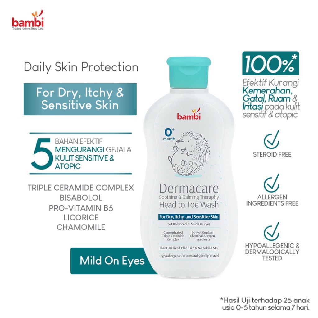 Bambi Baby Dermacare Daily Soothing &amp; Calming Theraphy Head To Toe Wash 200ml