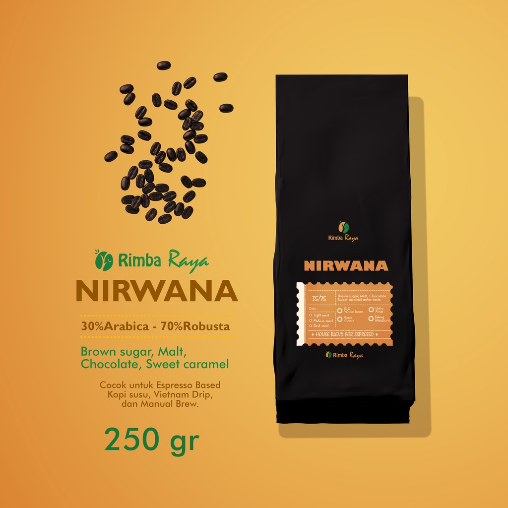 

Kopi Nirwana 37 Espresso House Blend Coffee Roasted 250gr