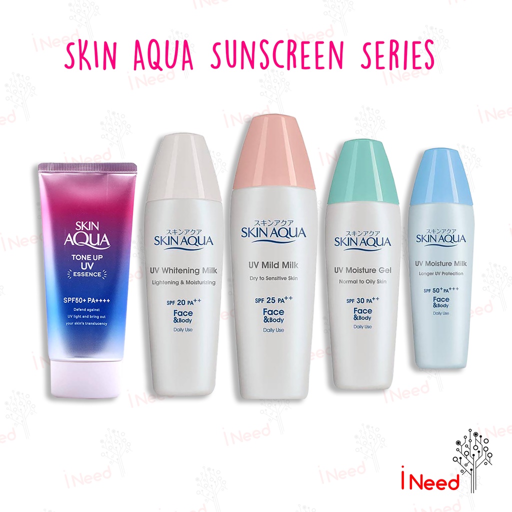 (INEED) SKIN AQUA Sunscreen Series 40gr (Moisture Milk/ Moisture Gel/ Whitening Milk/ Mild Milk)