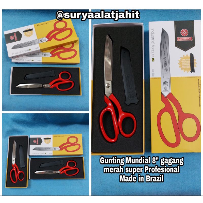 Gunting Mundial 8in gagang merah super Profesional =rp.385.000/1pcs