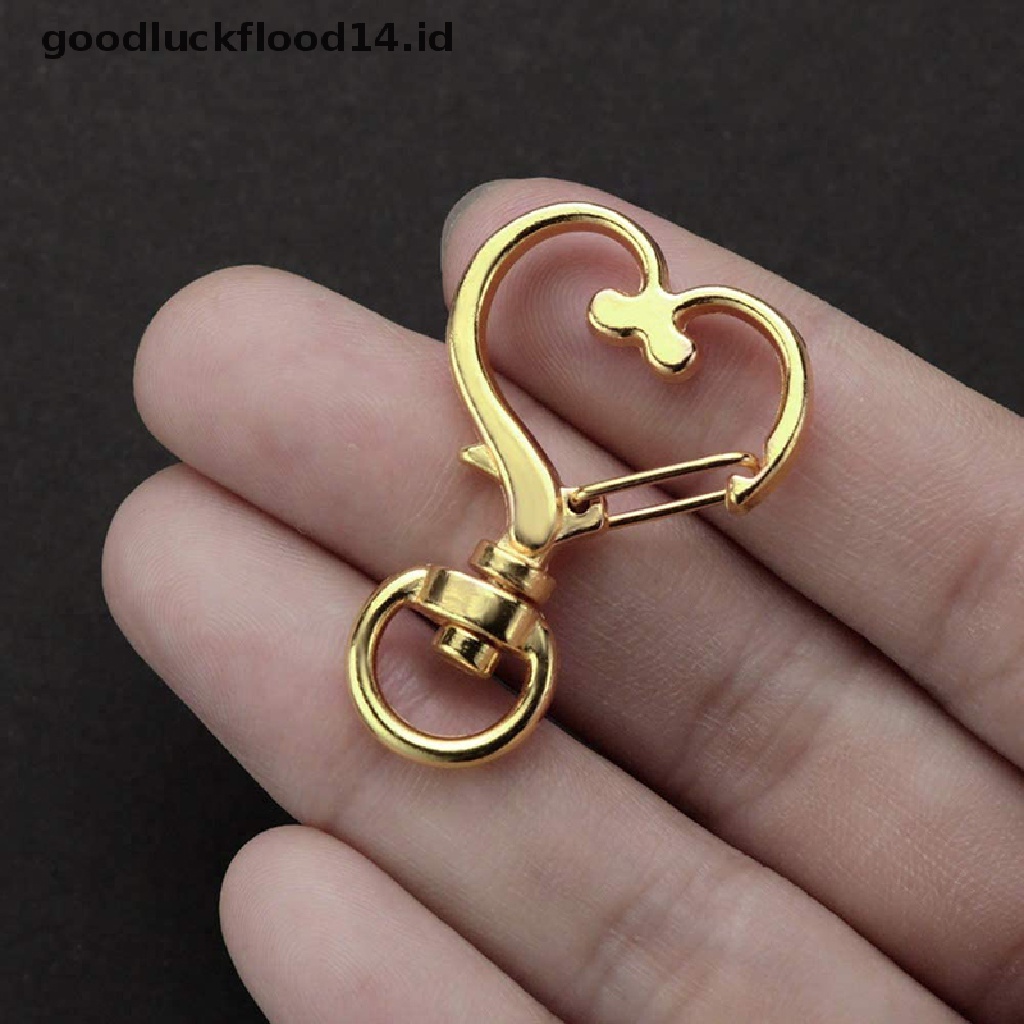 [OOID] 10pcs Love Heart Hollow Key Chain Key Ring DIY Accessories Lobster Clasp ID