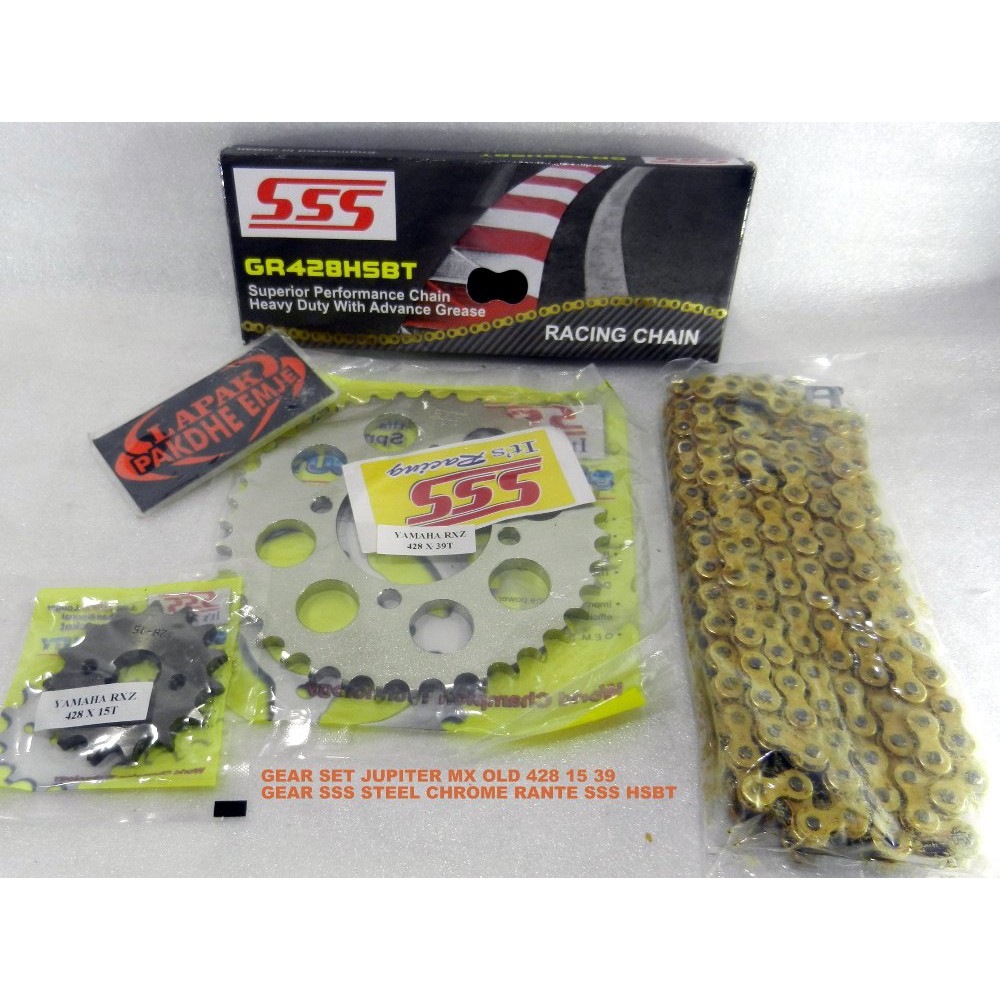 GEAR SET GEARSET SSS JUPITER MX OLD JUPITER MX LAMA 428 15  39 GEAR CHROME RANTE SSS HSBT