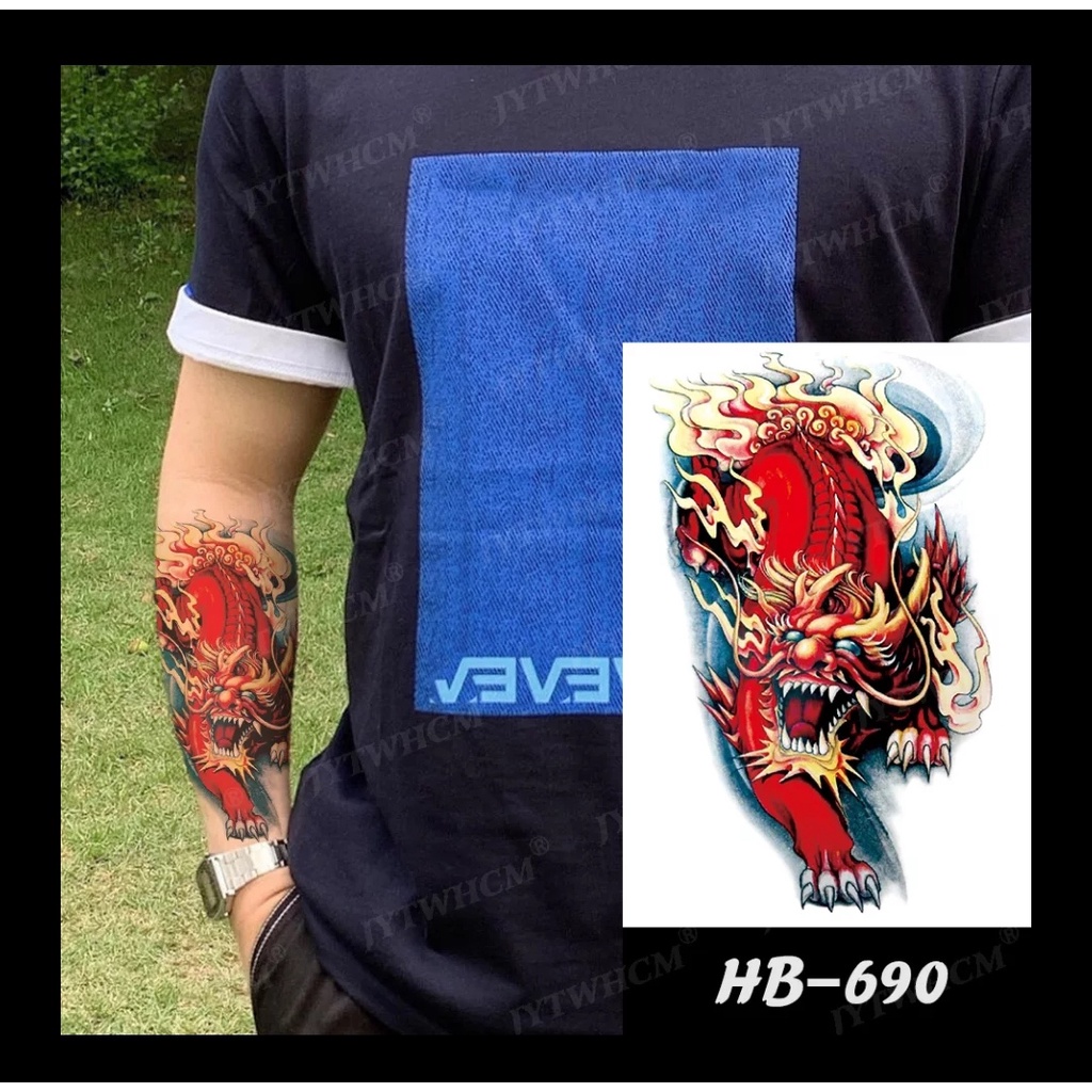 Stiker Tato Temporary Motif 3D Seri Naga HB690 - Tato Temporer