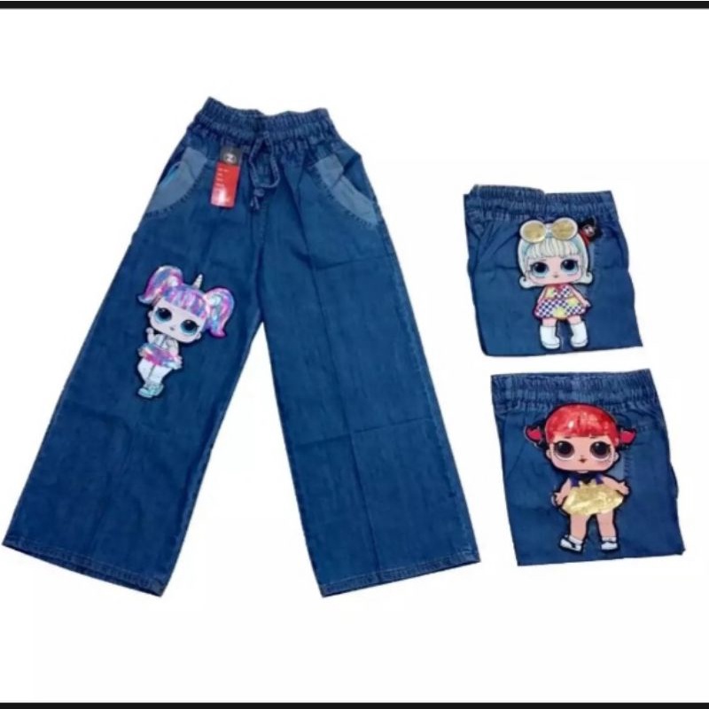 celana  anak perempuan kulot jeans LED LOL 3_11 tahun