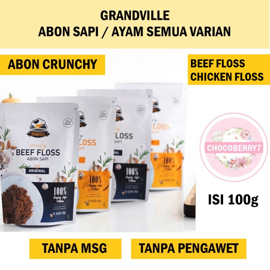 

Grandville Abon Sapi Abon Ayam 100gr Crunchy Beef Floss Chicken Floss Fish Original Spicy