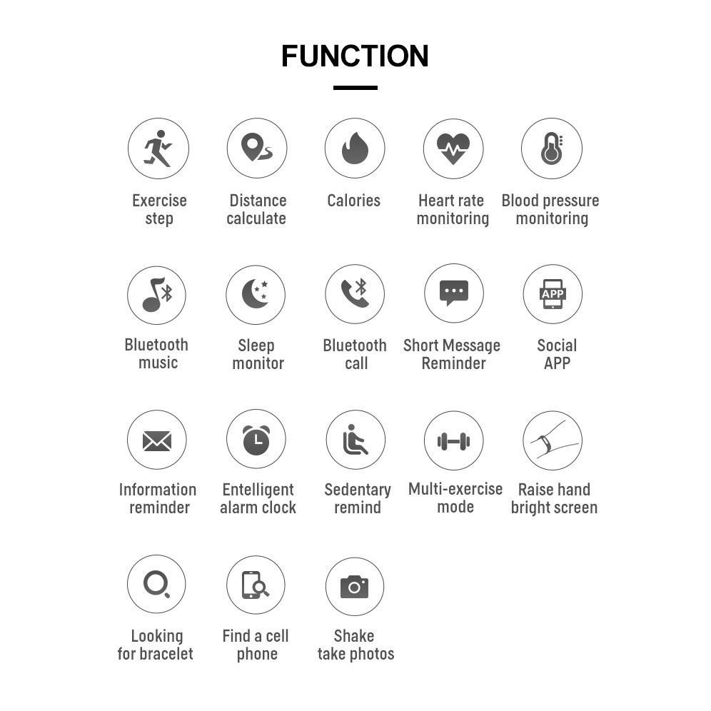 Dennos T500 Smart Watch Bluetooth Sport Fitness Pedometer Heart Rate monitor-3