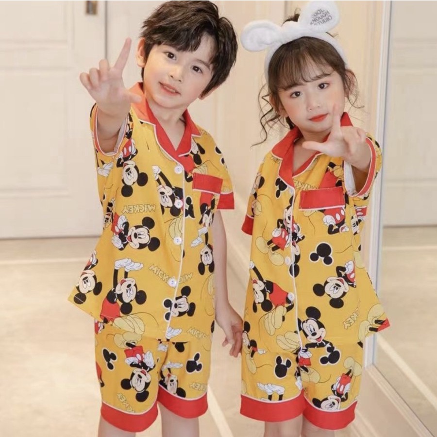 BAJU TIDUR ANAK UNISEX 12THN KATUN IMPORT SET CELANA PENDEK NEW ARRIVAL