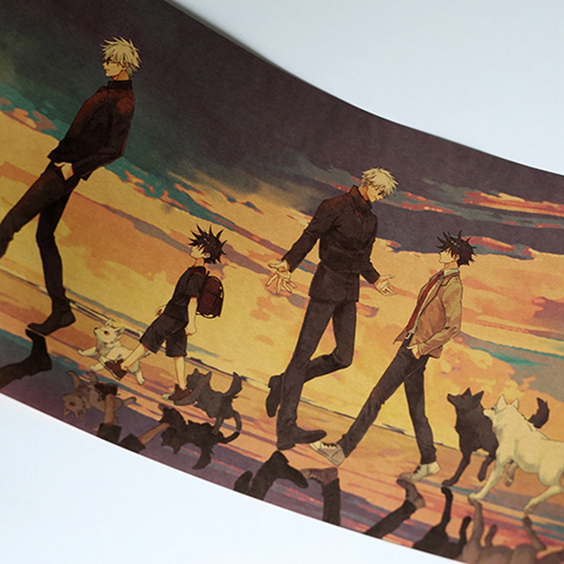 Poster Lukisan Dinding Desain Anime Jujutsu Kaisen Bahan Kertas Kraft Untuk Dekorasi Ruang Tamu-2