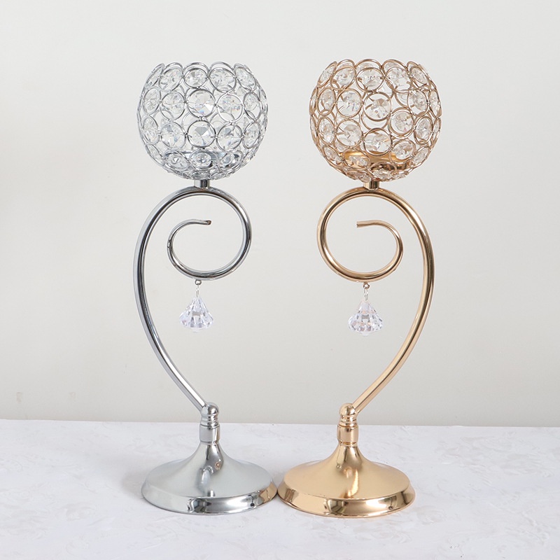 Fashion Holder Lilin Desain Kristal untuk Pesta Pernikahan Crystal Candle Holders Centerpieces Decor/ Wedding Table