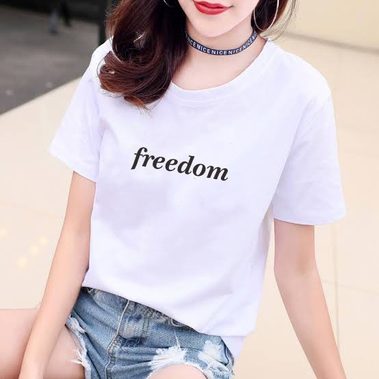 YOURSTYLE1119 - KAOS FREEDOM BAJU KAOS WANITA DISTRO UNISEX OVERSIZE JUMBO KEKINIAN TERLARIS