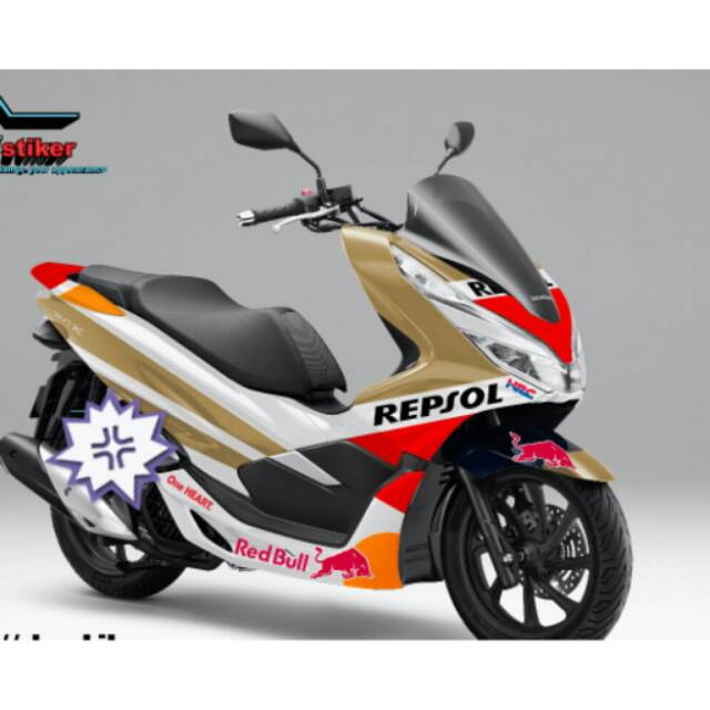 STIKER HONDA PCX GOLD REPSOL FULL BODY RED BULL