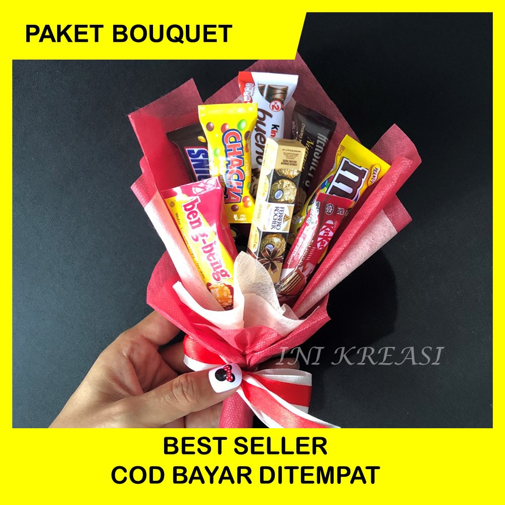 PAKET  MAGNET MINIATUR TEMPELAN KULKAS BOUQUET SNACK JAJANAN COKLAT