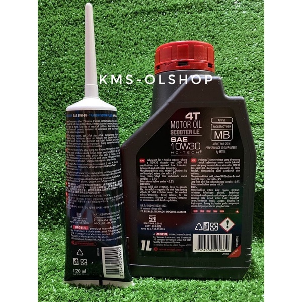 PAKET HEMAT OLI MATIC MOTUL LE 10W30 1 LITER dan MOTUL SCOOTER GEAR OIL 80W90 120 ml