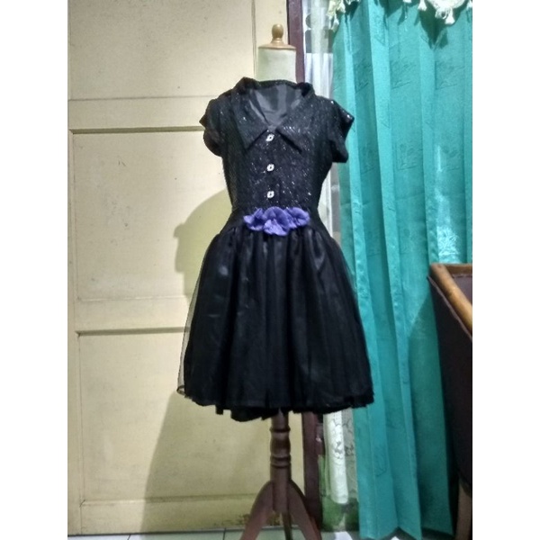 dress Pesta Hitam Sequinn Preloved