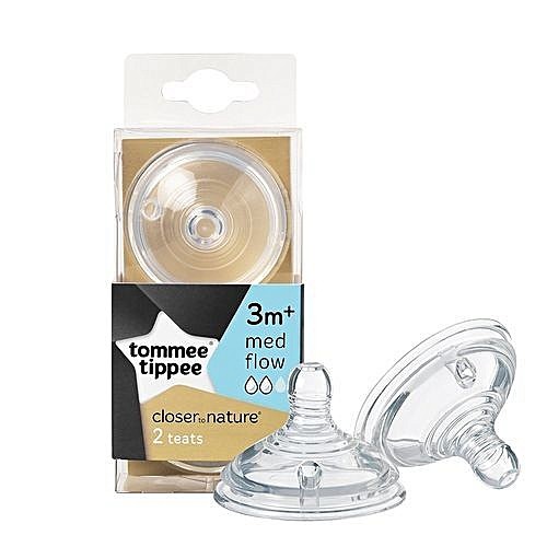 Tommee tippee nipple closer to nature 3m+ 6m+ med and fast flow SATU buah dot