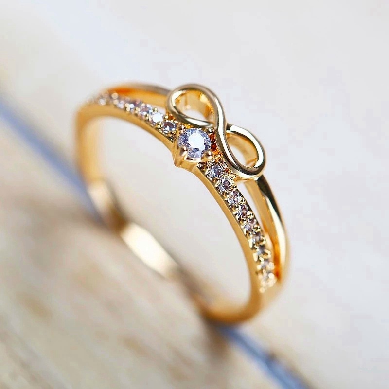 Fancyqube Cincin Sterling Silver 925 Desain Infinity Love Hias Berlian Untuk Wanita