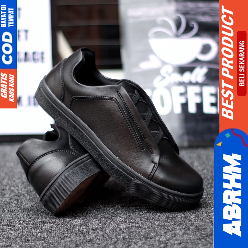 Abrhm Tajima - Sepatu Sneakers Casual Pria Kerja Santai Hitam