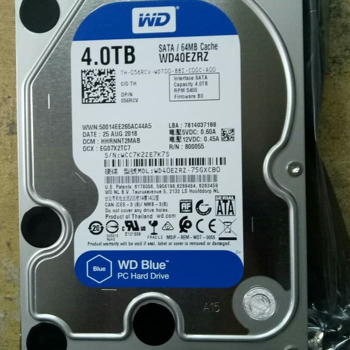 HARDDISK HDD Internal PC 4TB WD BLUE 4 TB RESMI SATA III 7200Rpm