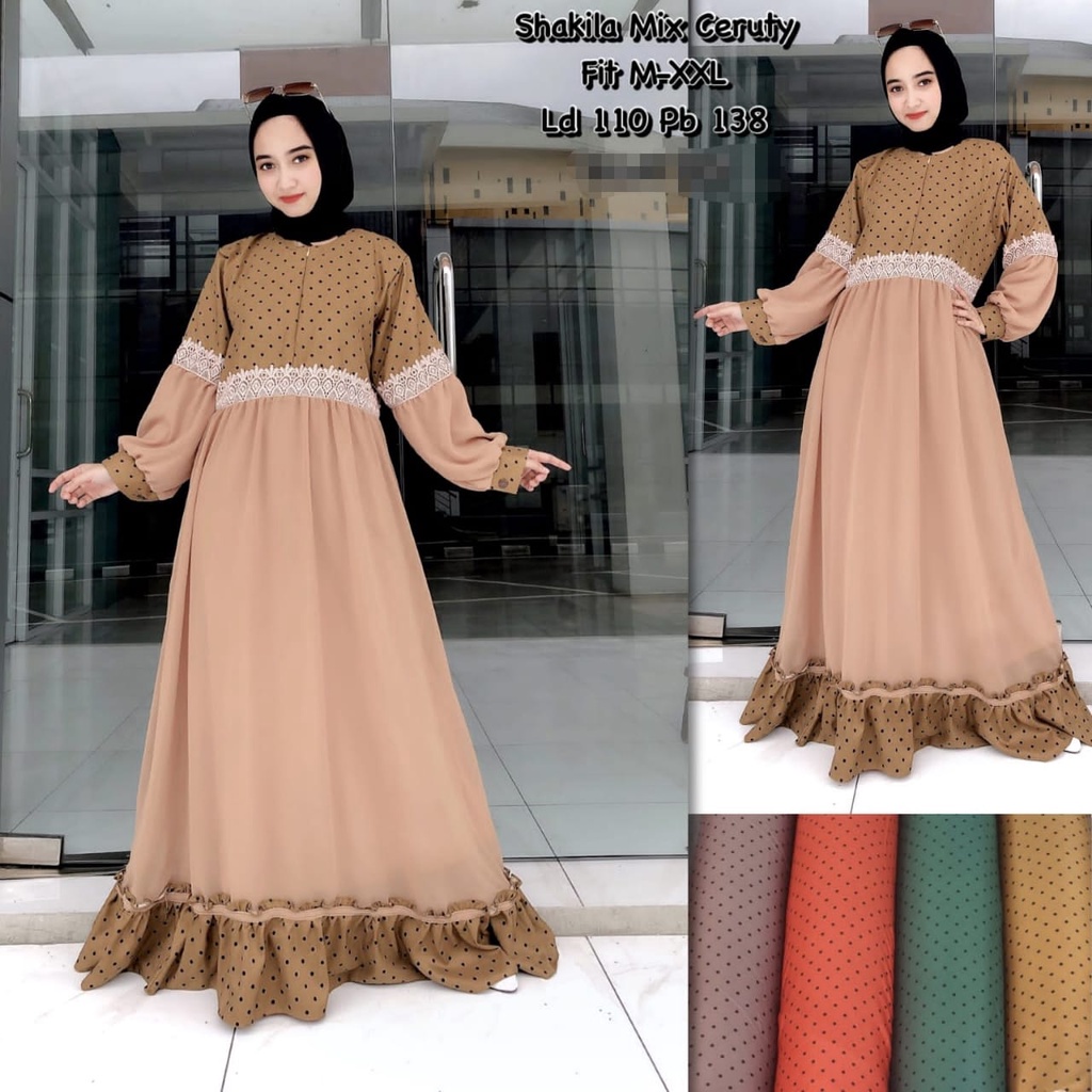 Baju Gamis Wanita Terbaru Shakila Renda Fashion Muslim Model Terbaru Gamis Lebaran 2023