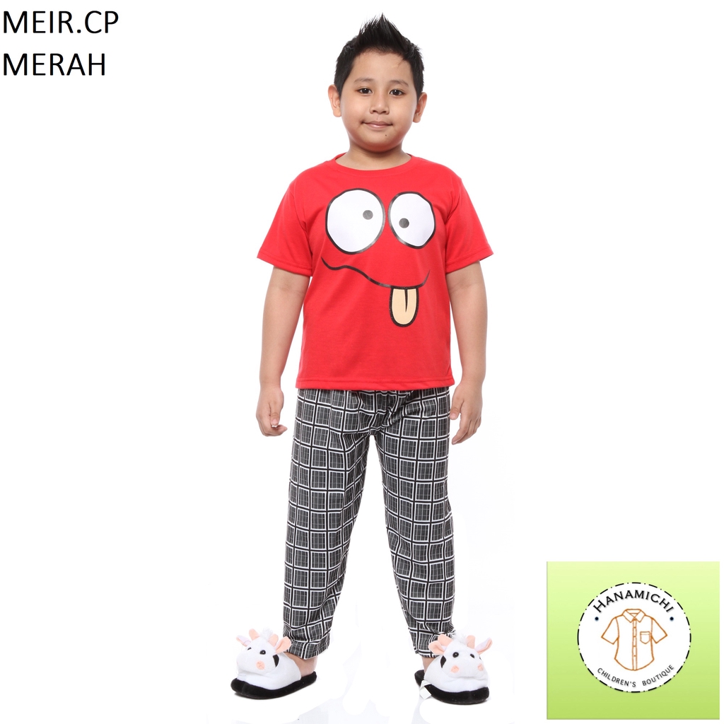 Hanamichi MEIR.CP Setelan Baju Tidur Anak Bergambar Lengan Pendek