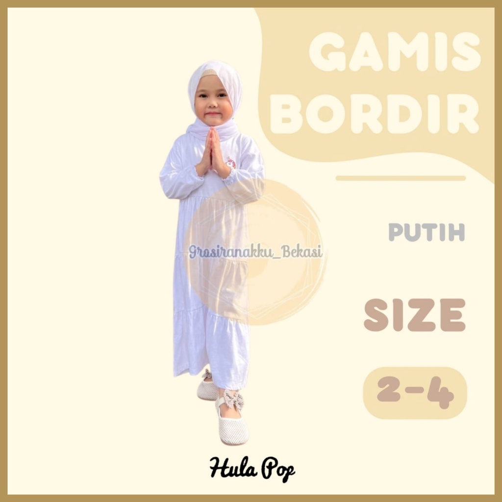 Gamis Putih Manasik Haji Anak Hullapop Size 2-4Thn