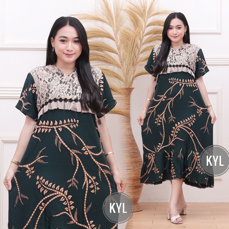 DASTER ARAB RENDA MOTIF BAMBU/DASTER BORKAT/DASTER RENDA REMPEL-Hijau akar daun