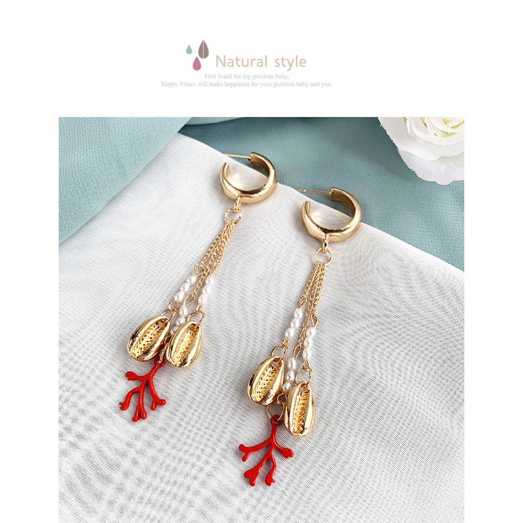 LRC  Anting Tusuk Fashion Gold Alloy Pearl Pearl Pearl Antler Earrings F64012