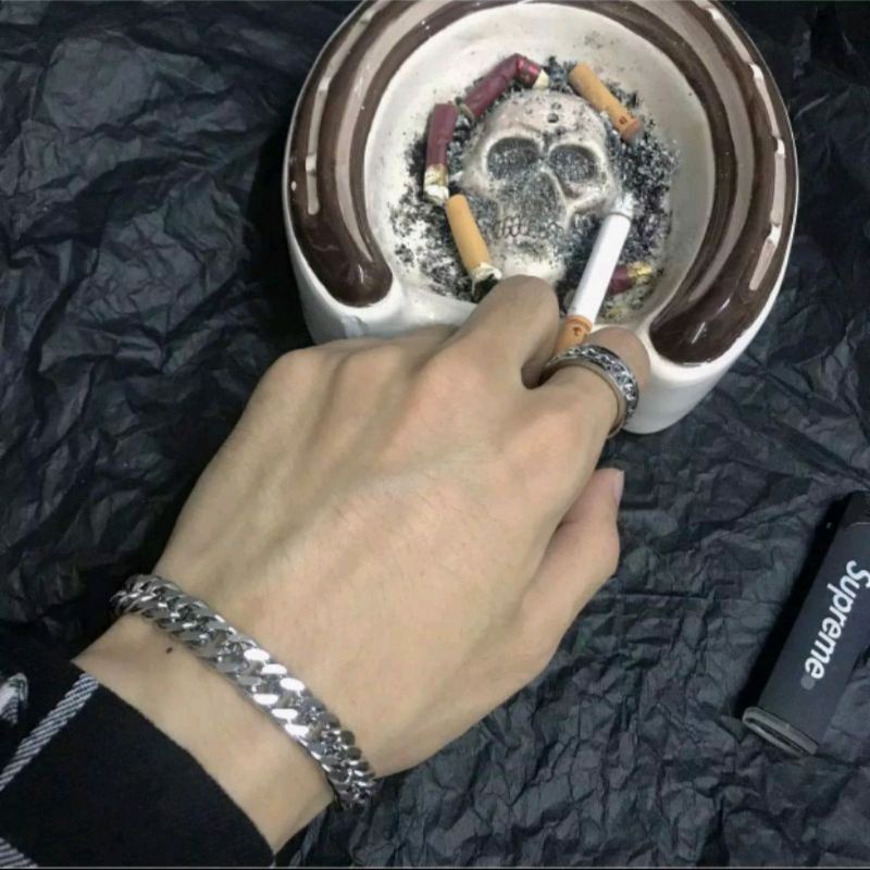 gelang rantai pria gelang silver gelang titanium gelang keren anti karat gelang preman