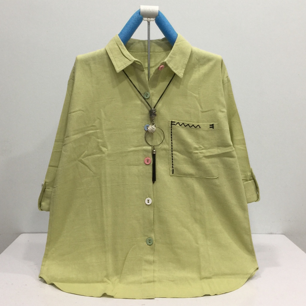 GOLDENBUZZERS B318 ATASAN KEMEJA WANITA KATUN LINEN IMPORT SIZE XL LD 106CM-5