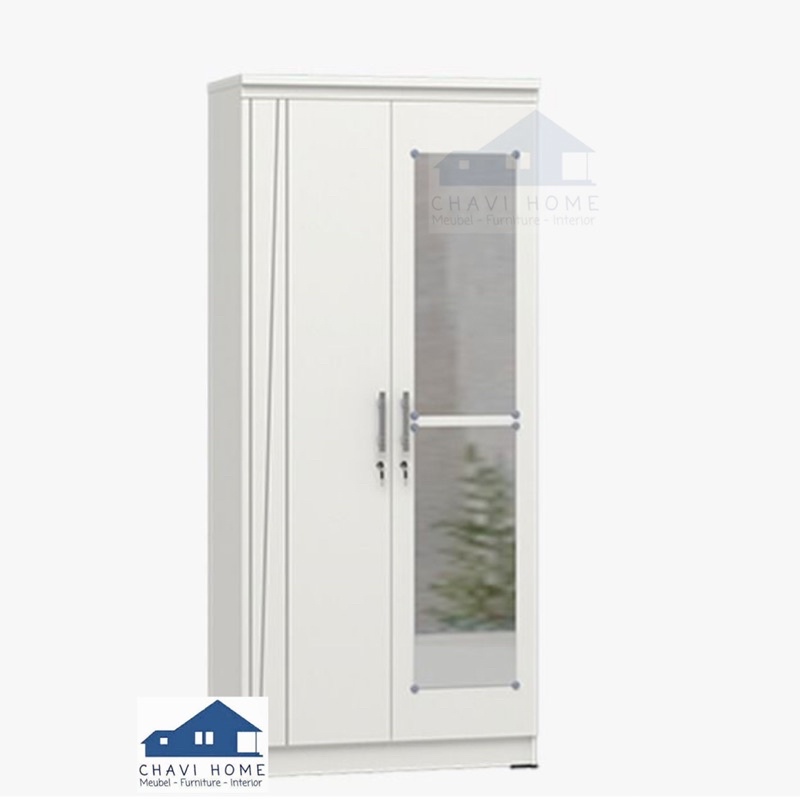 Lemari pakaian lemari baju 2/3 pintu putih olympic