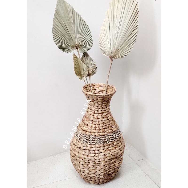 vas bunga guci enceng seagrass rangka besi