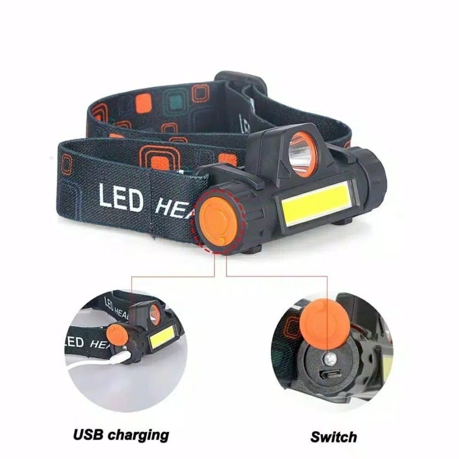 FUTAKO Senter Kepala High Power Head Lamp COB Rechargeable Plus Magnet