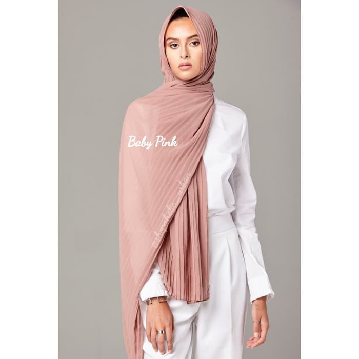 Premium Chiffon Plisket Pashmina/Pleated Chiffon Hijab Shawl Chiffon
