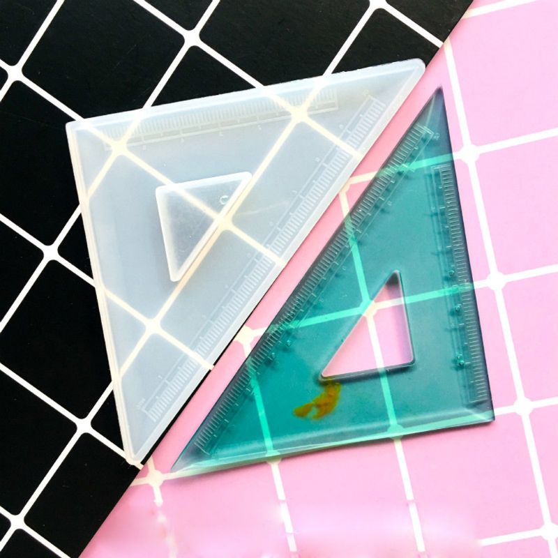 SIY  4 Shapes Silicone Resin Ruler Molds Straignt Square Triangular Rulers Protractor