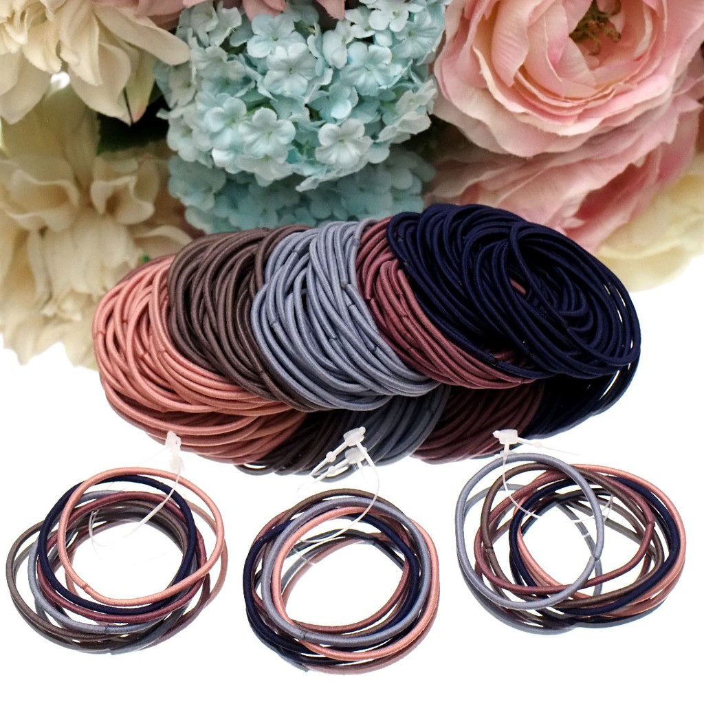 Ikat Rambut Karet SET ISI 5 Polos Korea Elastis Karet Gelang Warna Warni Kunciran Rambut Ponytail Korea Aksesoris Rambut-2. Seri Gelap