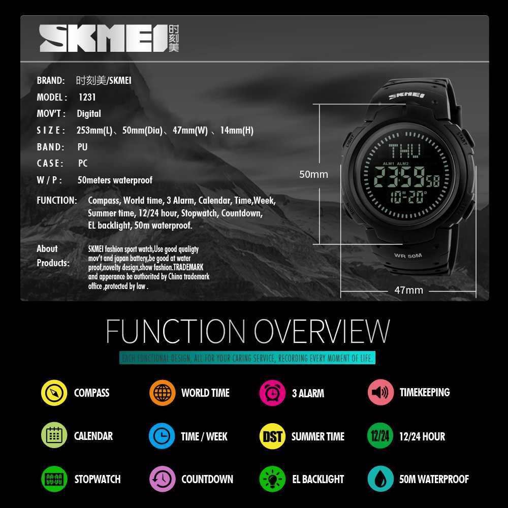 SKMEI Jam Tangan Digital Pria - DG1231CM hitam