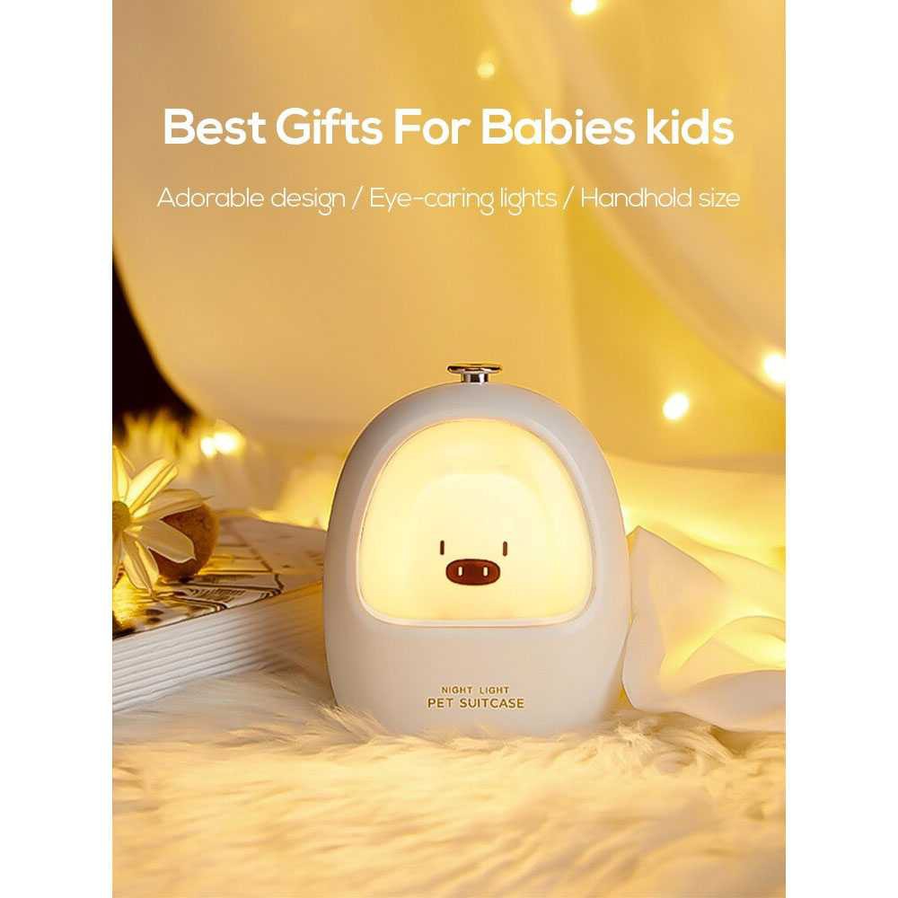 Lampu Penerangan Tidur Desain Lucu Anak LED RGB Light Model Piggy 1200mAh LOENDE - 7RLL90WH