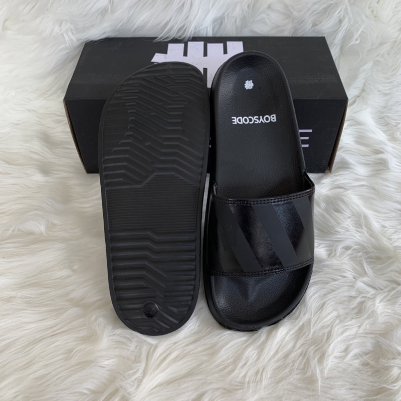 (BISA COD) Sandal Slip On Boyscode Series TYPE 9 HITAM | Sendal Slop Kasual | Sendal Pria Wanita Selop