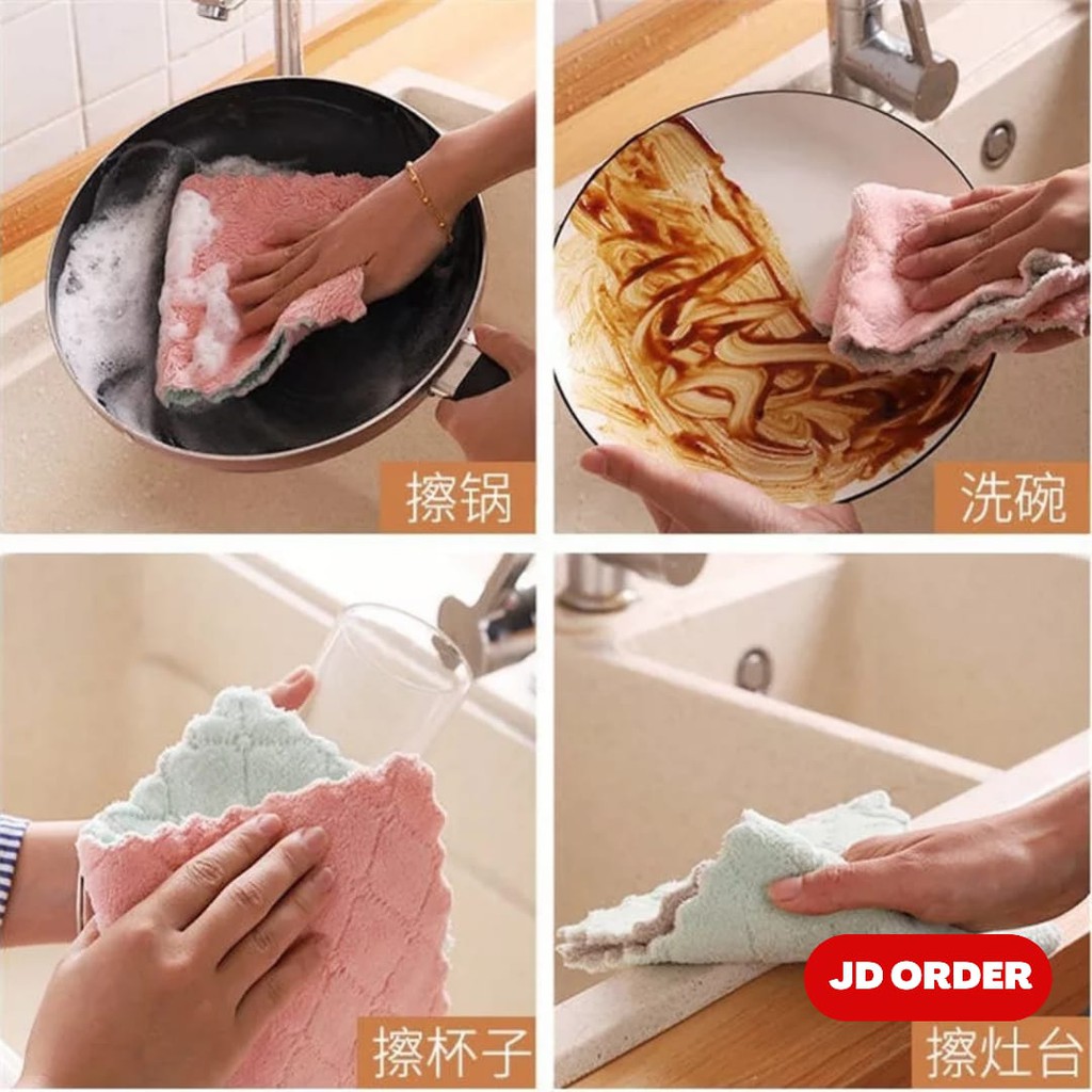 Kain Lap Dapur Anti Minyak Microfiber 5 Pcs